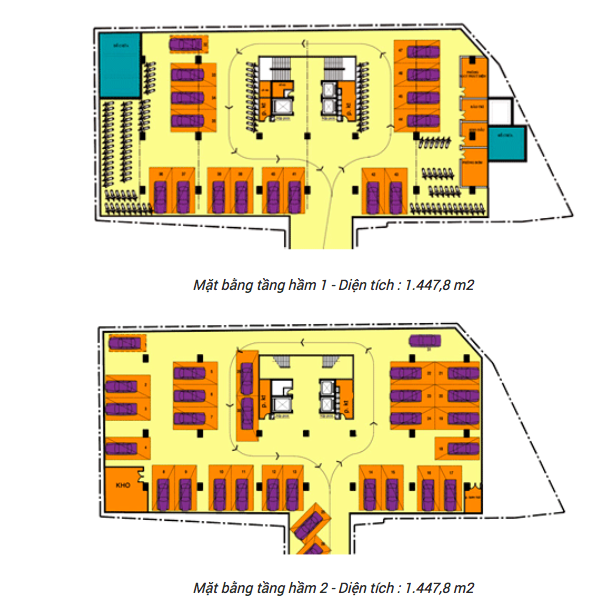 mặt bằng tầng hầm