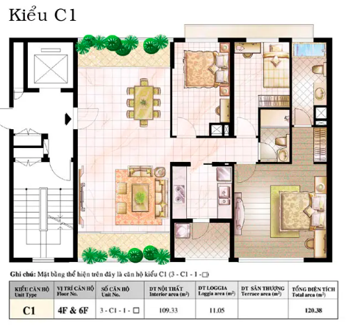 Thiết kế căn hộ kiểu C1