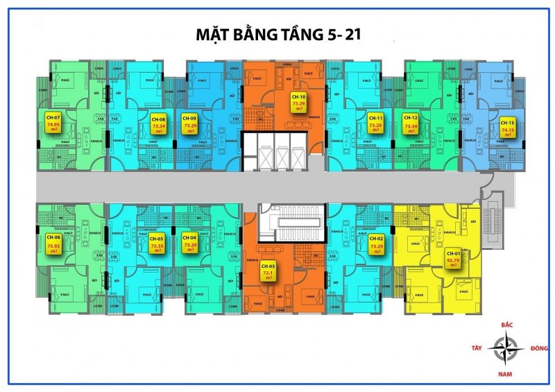 Mặt bằng điển hình tầng 5-21