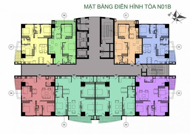 Mặt bằng tòa N01B – Chung cư K35 Tân Mai