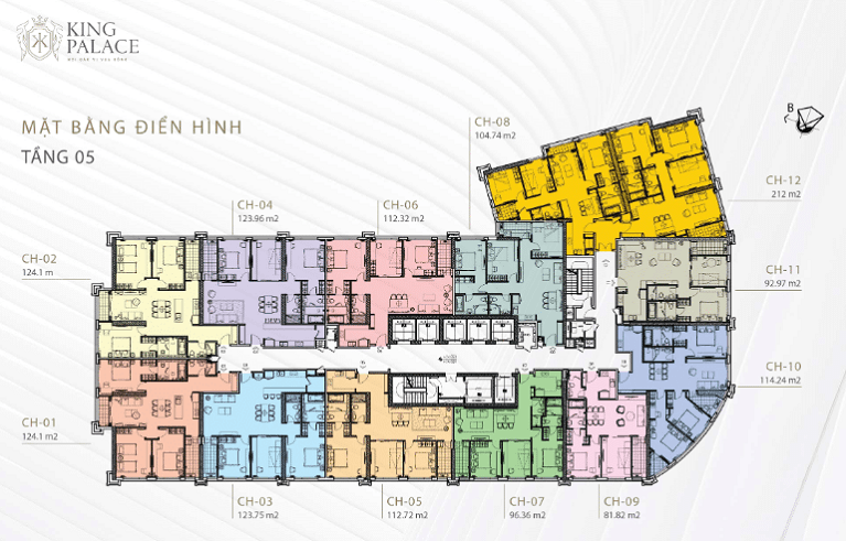 Mặt bằng thiết kế chung cư King Palace tầng 5