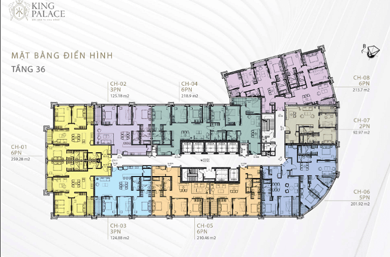  Mặt bằng thiết kế dự án căn hộ King Palace tầng 36