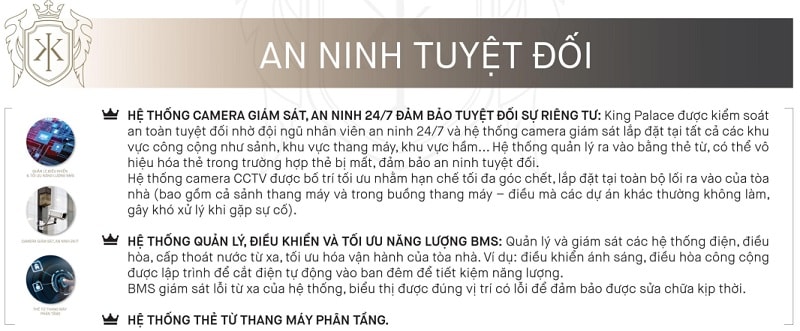 Dịch vụ quản lý chuyên nghiệp, an toàn tuyệt đối khi sống tại King Palace