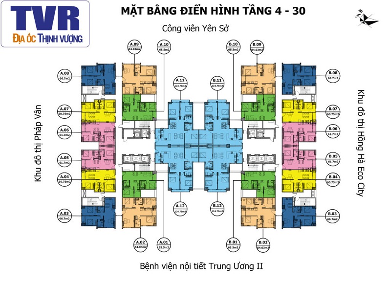 Mặt bằng điển hình tầng 4-30