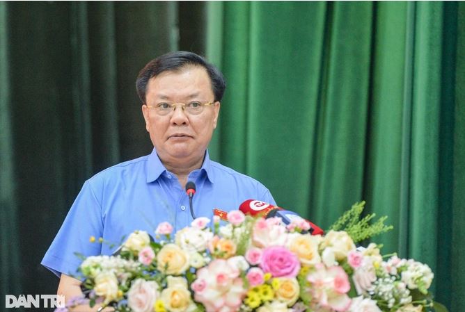  Bí thư Hà Nội Đinh Tiến Dũng phát biểu tại hội nghị (Ảnh: Nguyễn Hải).