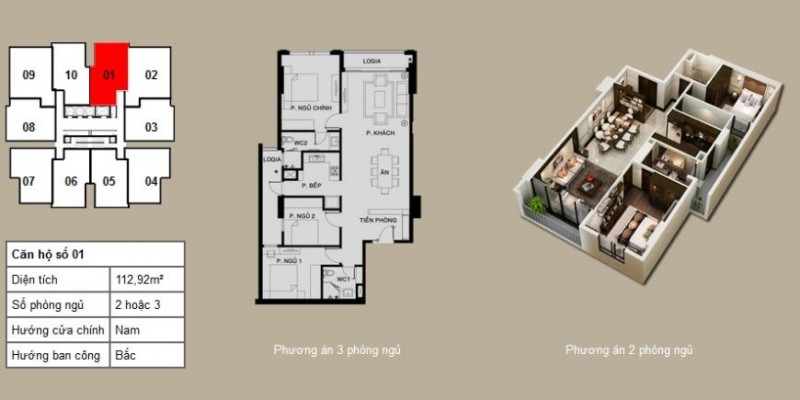 Mặt bằng căn hộ 01 và 10 dự án Chung Cư Platinum Residences