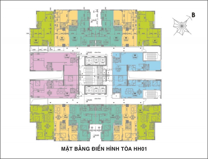  Mặt bằng thiết kế tòa HH01