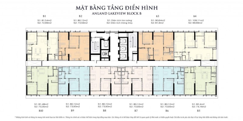 Mặt bằng chung cư Anland Lakeview tòa B