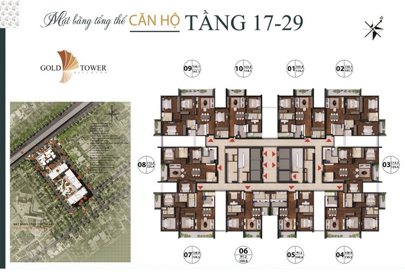 Mặt bằng tầng 17-29 Gold Tower 275 Nguyễn Trãi