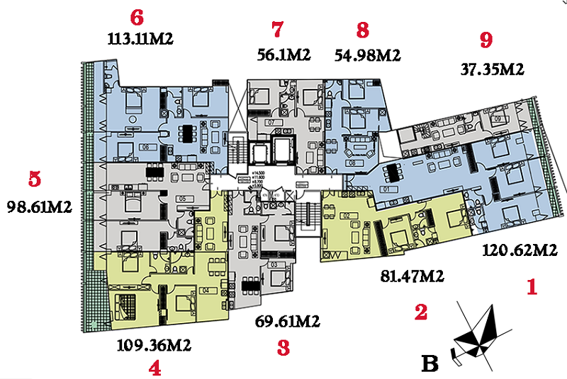 Mặt bằng điển hình Núi Trúc Square 17 Ngõ Núi Trúc