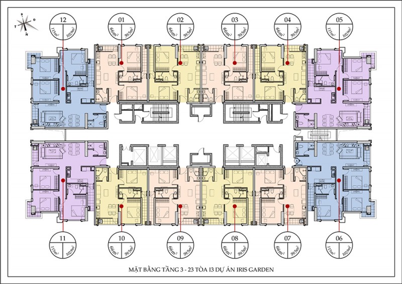 Mặt bằng điển hình toà I3 chung cư Iris Garden