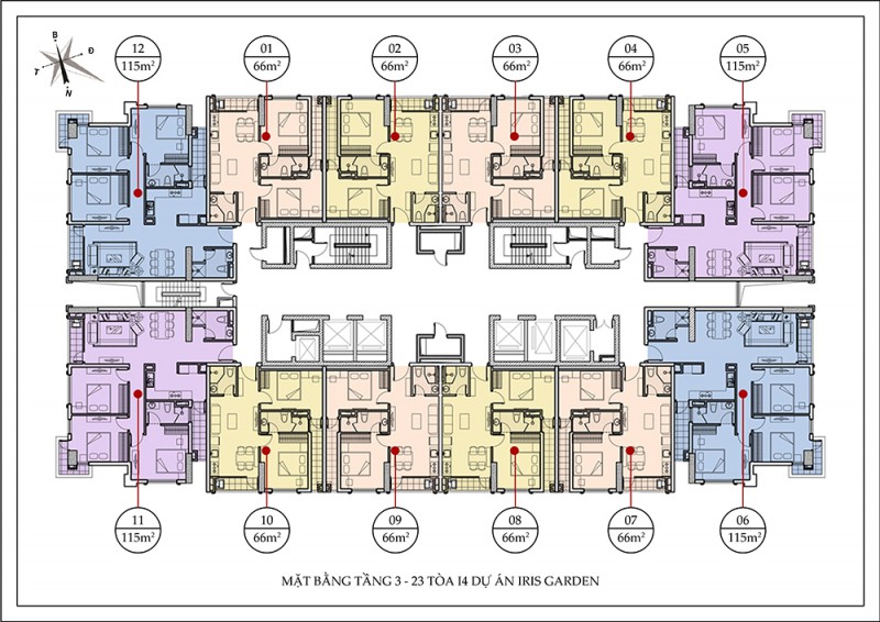 Mặt bằng điển hình toà I4 chung cư Iris Garden