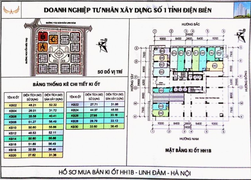 Mặt bằng kiot HH1B dự án HH1 Linh Đàm