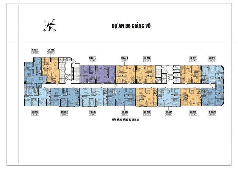 Mặt bằng tầng 13 – 24 dự án The Golden Armor