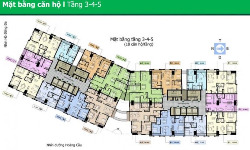 Mặt bằng tầng 3 - 4 - 5 dự án D’. Le Pont D’or – Hoàng Cầu