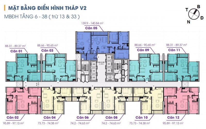 Mặt bằng Tòa V2 Chung Cư The Terra An Hưng