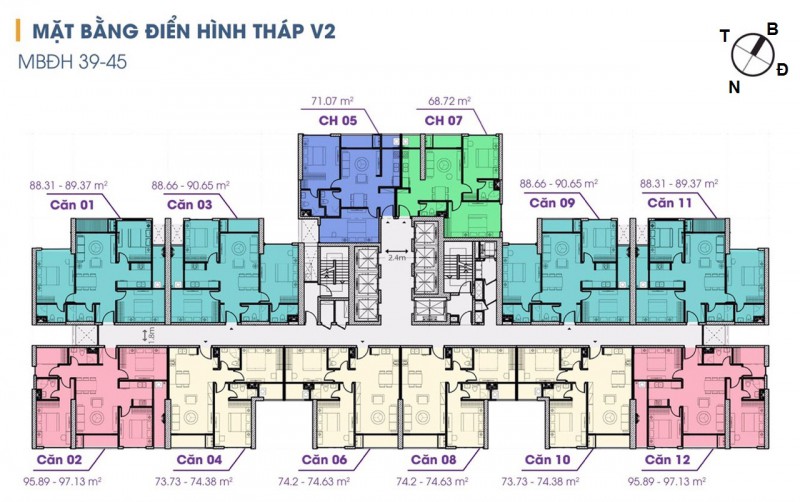 Mặt bằng Tòa V2 Chung Cư The Terra An Hưng