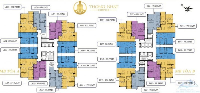 Mặt bằng thiết kế của dự án chung cư Thống Nhất Complex