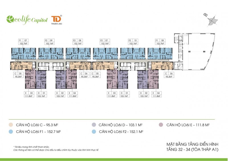 Thiết kế tòa A1 tầng 32 – 34