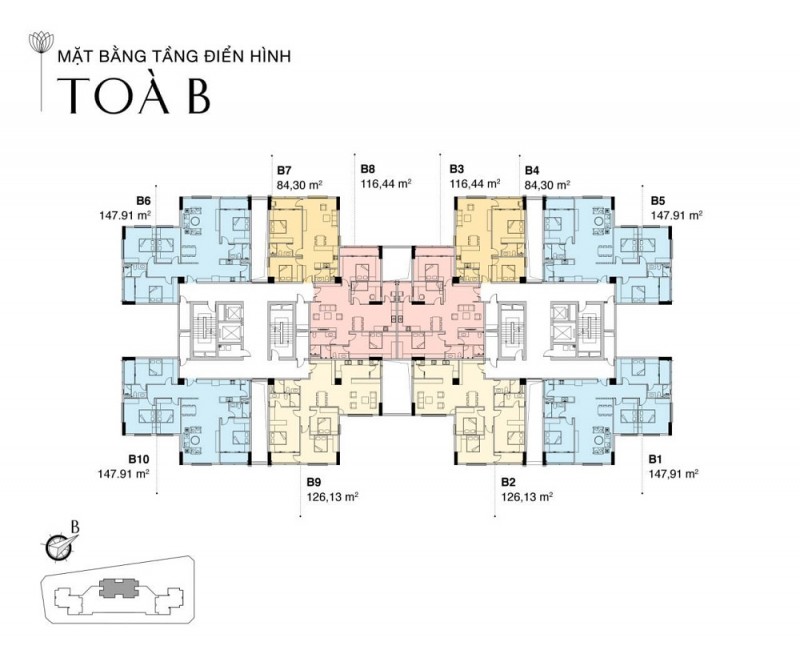 Mặt bằng tòa B dự án Udic Westlake Võ Chí Công