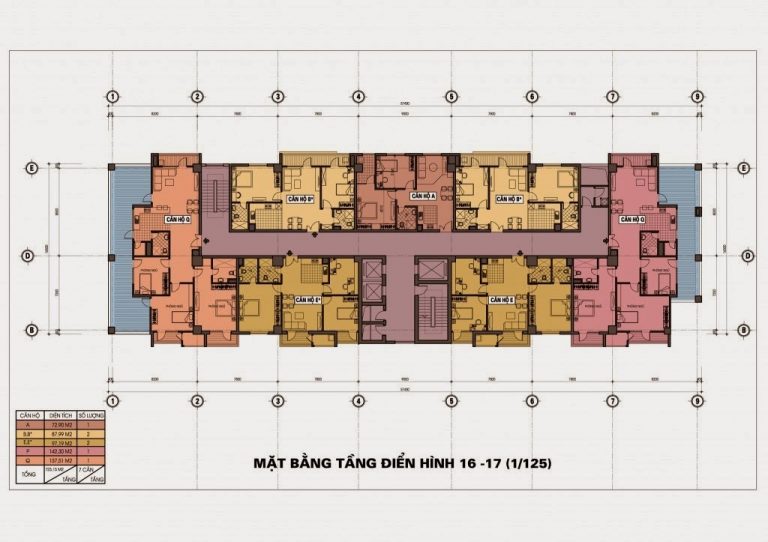 Mặt bằng điển hình tầng 16 17