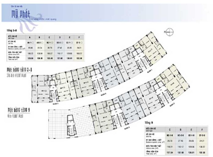 Mặt bằng tầng 3 đến tầng 8 và tầng 9