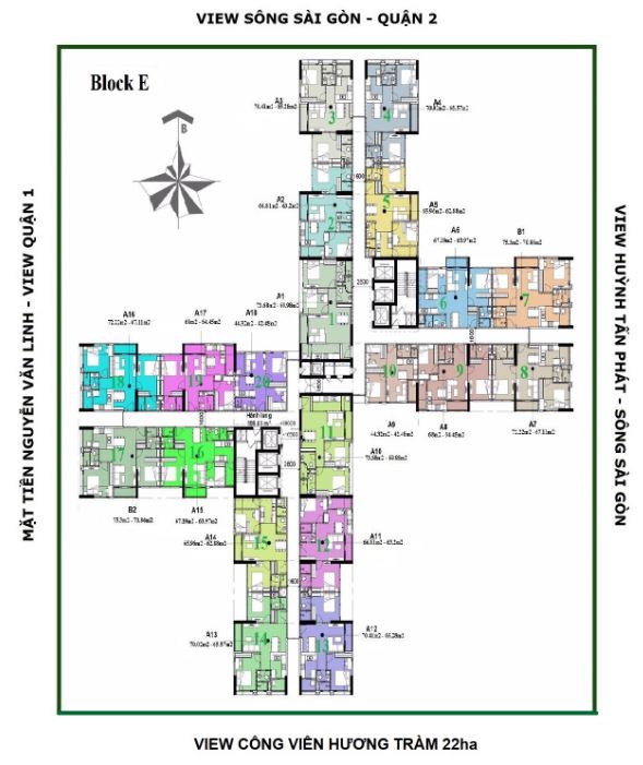 Mặt bằng tầng điển hình tháp M2 (Block E)