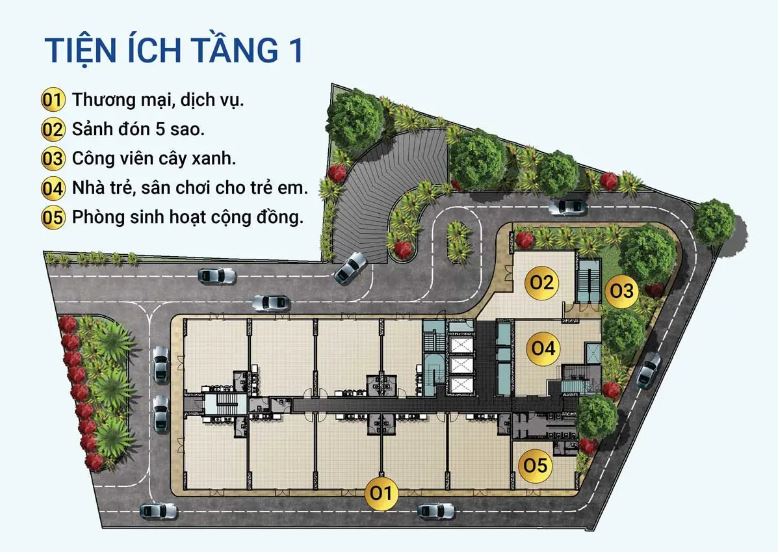 Mặt bằng tầng 1 Dự án D-Vela