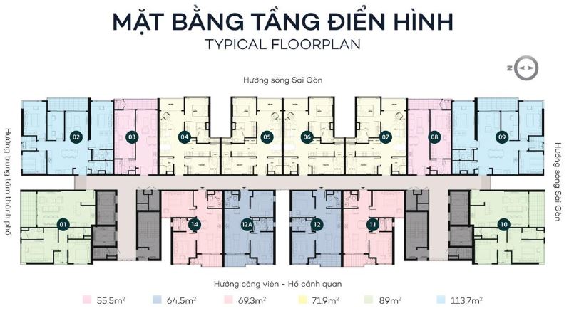 Mặt bằng tầng điển hình dự án căn hộ chung cư Sky 89 Quận 7v