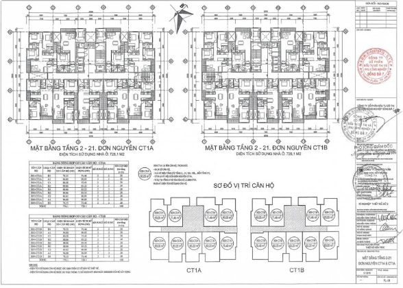 Mặt bằng và thiết kế chi tiết căn hộ Tòa CT1A - CT1B