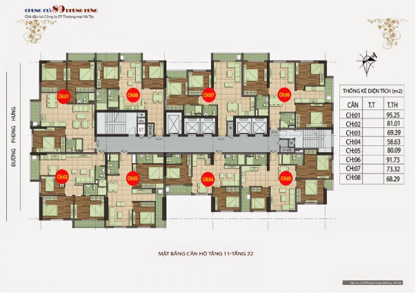 Mặt bằng thiết kế điển hình từ tầng 11-22