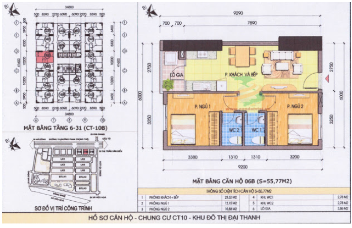 Thiết kế căn hộ 55.77m2