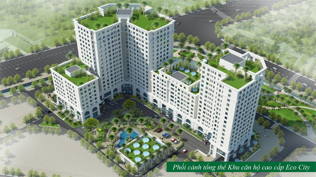 Phối cảnh tổnmg thể chung cư Eco City Việt Hưng