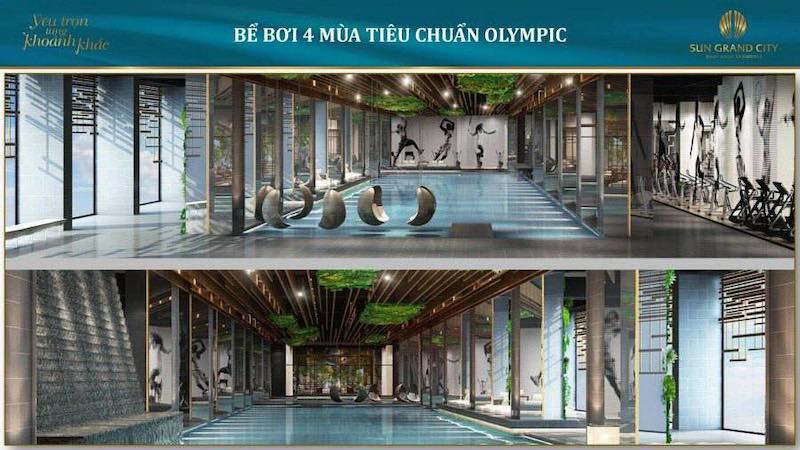 Bể bơi 4 mùa tiêu chuẩn Olimpic tại Chung cư Sun Grand City