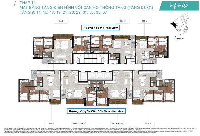 Mặt bằng tháp 11 ( tầng dưới ) dự án căn hộ The Infiniti Riviera Point