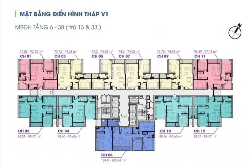 Mặt bằng Tòa V1 Chung Cư The Terra An Hưng