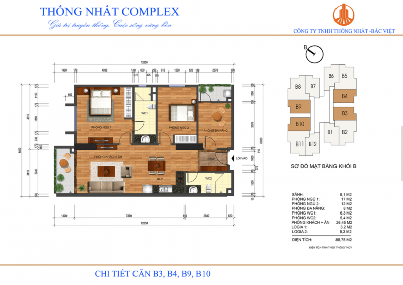 Thiết kế căn hộ 3D của dự án chung cư Thống Nhất Complex