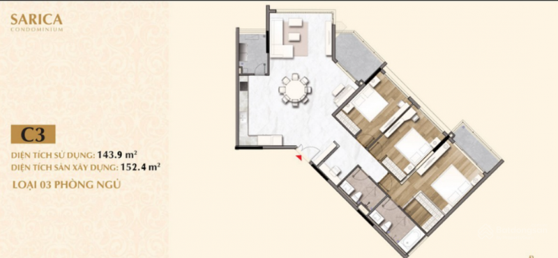 Thiết kế căn hộ C3 dự án Sarica Condominium 