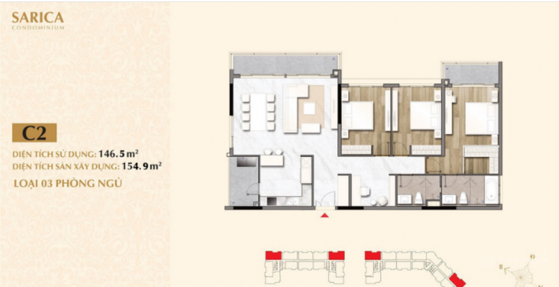 Thiết kế căn hộ C2 dự án Sarica Condominium 