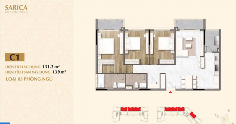 Thiết kế căn hộ C1 dự án Sarica Condominium 