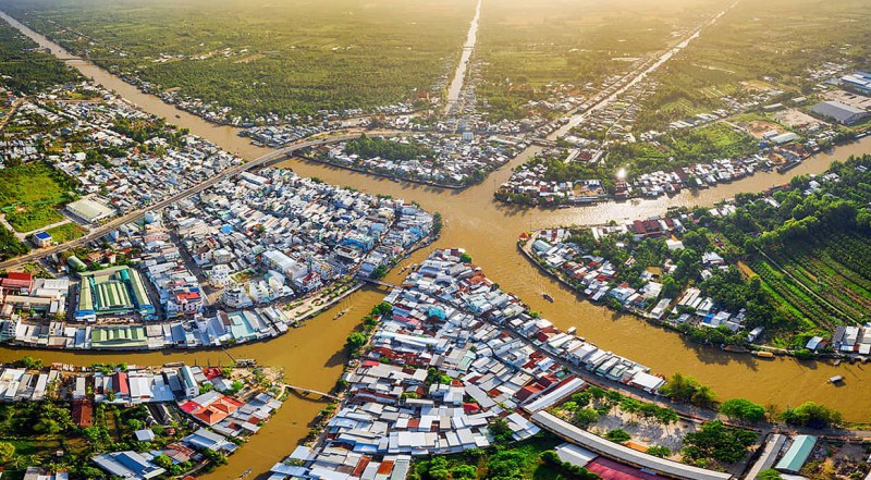 TP Ngã Bảy (Hậu Giang) nhìn từ trên cao.