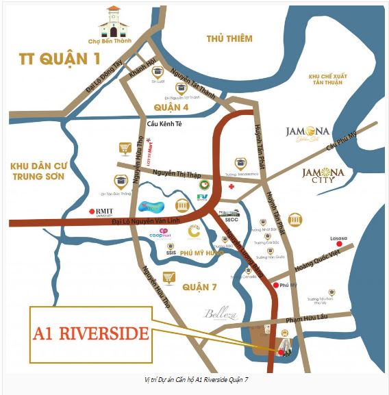 Vị trí Dự án Căn hộ A1 Riverside Quận 7